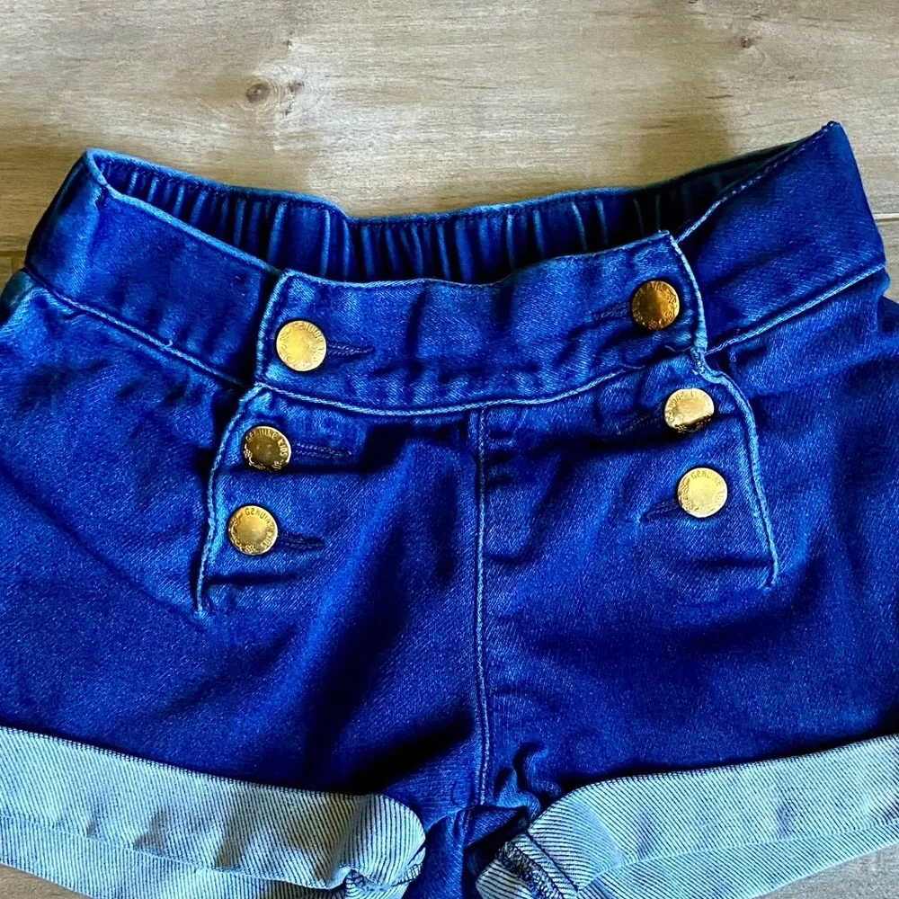 OshKosh Sailor Button Front Stretch Denim Shorts with Cuffed Hem